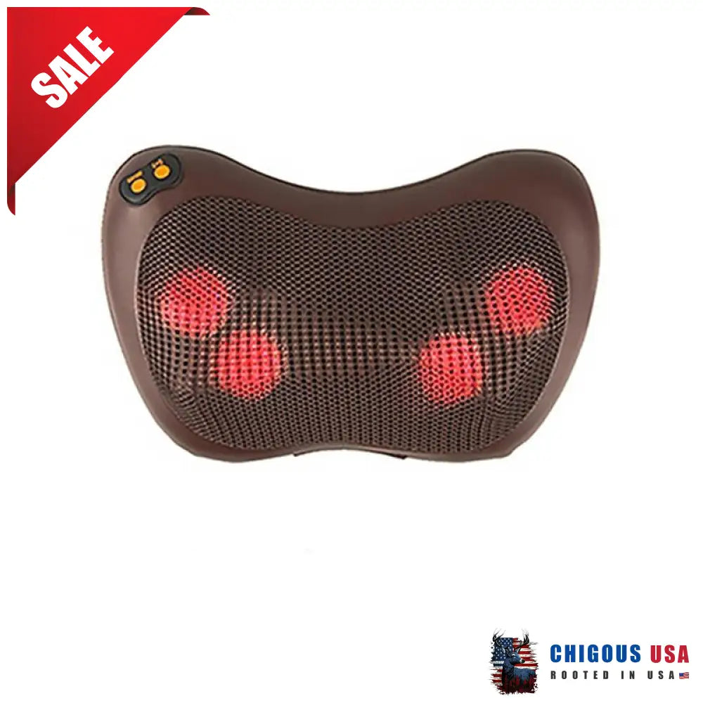 Shiatsu Massage Pillow Brown-4 Head / Us Plug Automotive Accessories