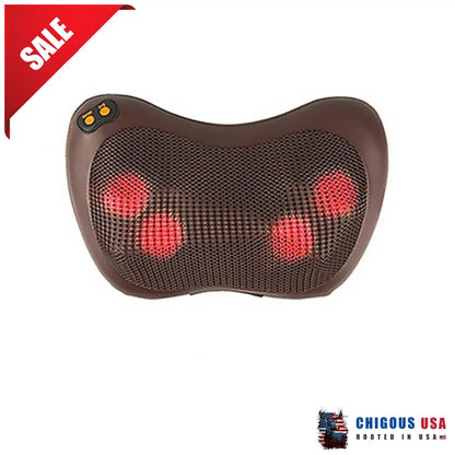 Shiatsu Massage Pillow Brown-4 Head / Us Plug Automotive Accessories