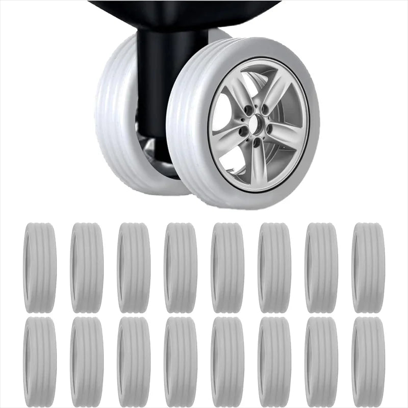 Silicone Luggage Wheel Covers - Stretch Bands for Double-Wheel Spinner Casters
