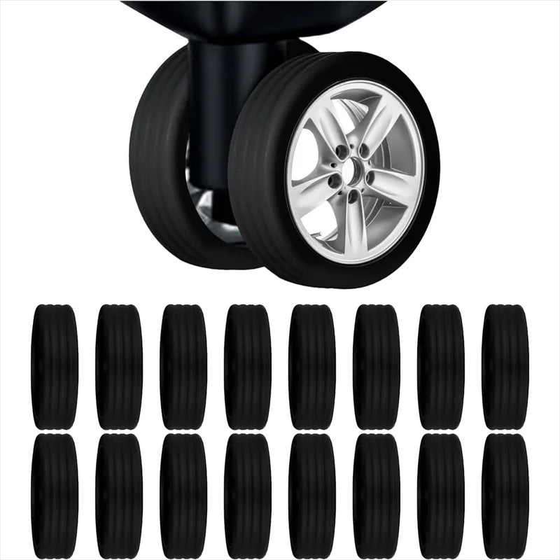 Silicone Luggage Wheel Covers - Stretch Bands for Double-Wheel Spinner Casters