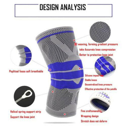 Silicone Spring Knee Compression Sleeve with Side Stabilizers
