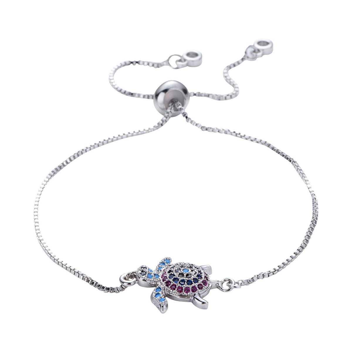 Silver Love Heart Turtle Bracelet – Stainless Steel Lucky Charm Jewelry Gift for Stylish, Romantic Women