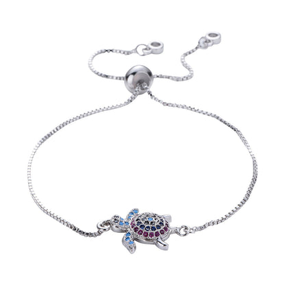 Silver Love Heart Turtle Bracelet – Stainless Steel Lucky Charm Jewelry Gift for Stylish, Romantic Women