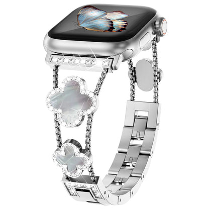 Four-Leaf Clover Bling Diamond Watch Band – Luxe Metal Bracelet for Ultra, Series 10, 9 & SE