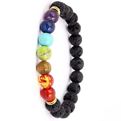 Volcanic Stone Beaded Bracelet - Stretchable Handcrafted Jewelry with Colored Stones for Men & Women, Spiritual Gift Idea