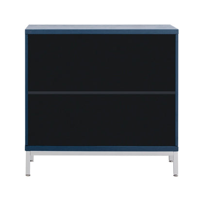 Simple Storage Cabinet with Solid Wood Veneer and Metal Leg Frame for Living Room, Entryway, Dining Room (Navy)
