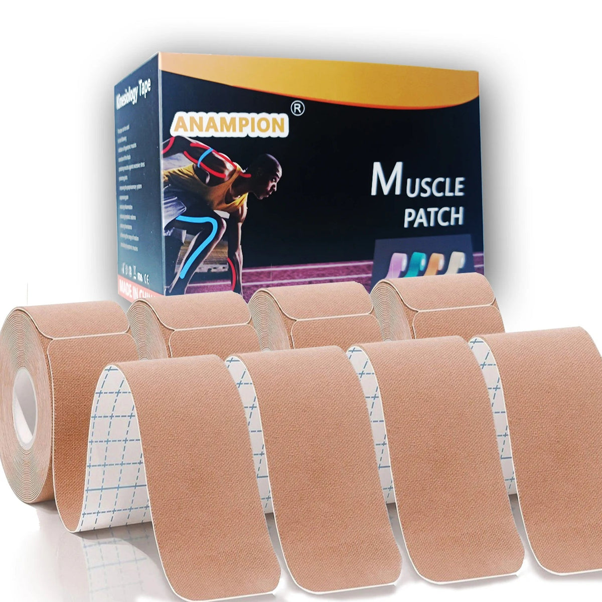 Pro Kinesiology Tape 4-Roll Set – Waterproof Breathable Latex-Free Athletic Tape with 80 Precut Strips