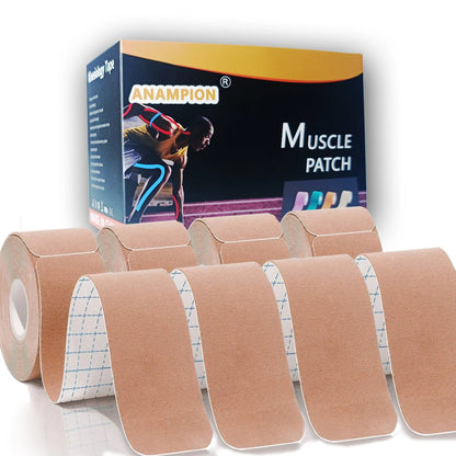 Pro Kinesiology Tape 4-Roll Set – Waterproof Breathable Latex-Free Athletic Tape with 80 Precut Strips
