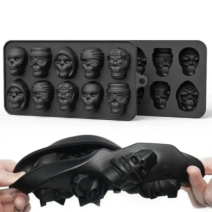 Silicone Skull Ice Cube Tray - 10-Grids Skull Ice Mold for Parties