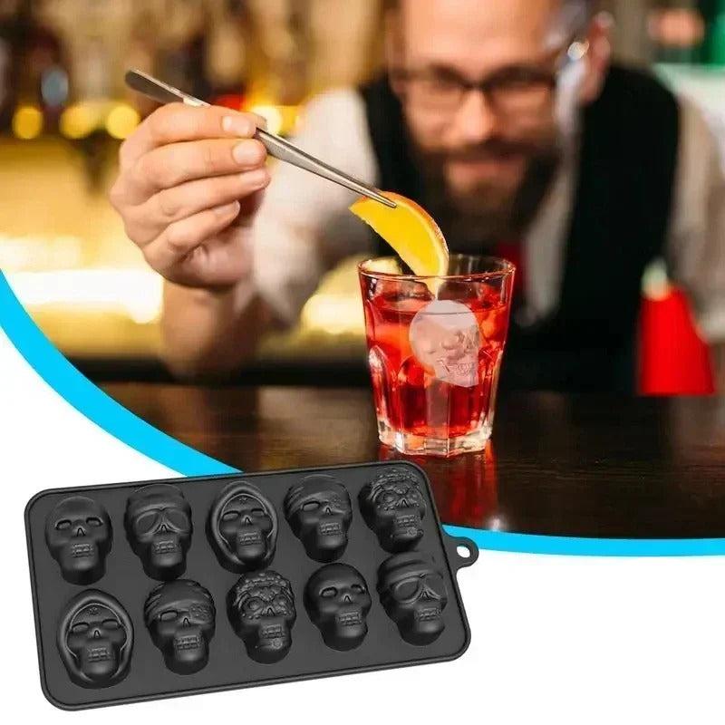 Silicone Skull Ice Cube Tray - 10-Grids Skull Ice Mold for Parties