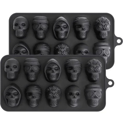 Silicone Skull Ice Cube Tray - 10-Grids Skull Ice Mold for Parties
