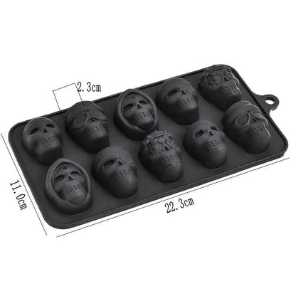 Silicone Skull Ice Cube Tray - 10-Grids Skull Ice Mold for Parties