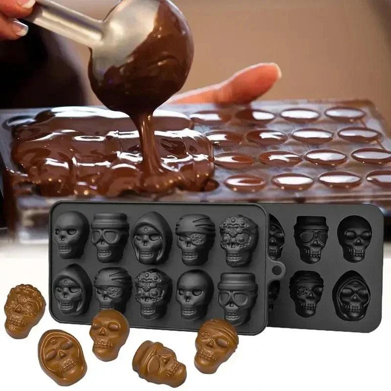 Silicone Skull Ice Cube Tray - 10-Grids Skull Ice Mold for Parties