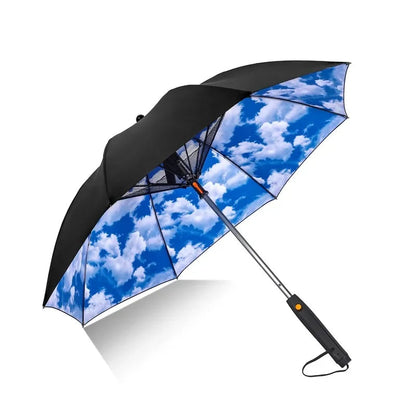 Misting Fan Umbrella – Full-Size Shade with a Built-In Fan and Hand-Pump Mist