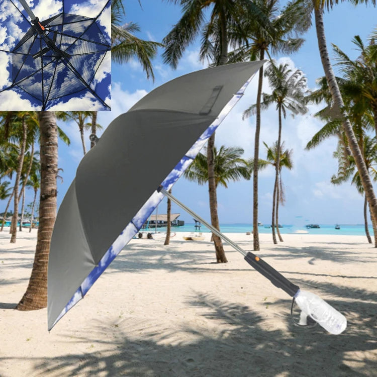 Misting Fan Umbrella – Full-Size Shade with a Built-In Fan and Hand-Pump Mist