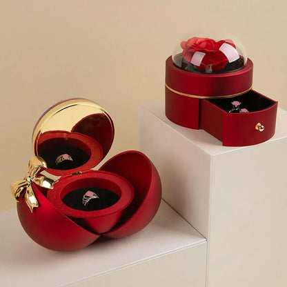 Preserved Flower Ring Box – Elegant Velvet Jewelry Gift Box for Engagements, Proposals, Weddings & Romantic Valentine’s Surprises