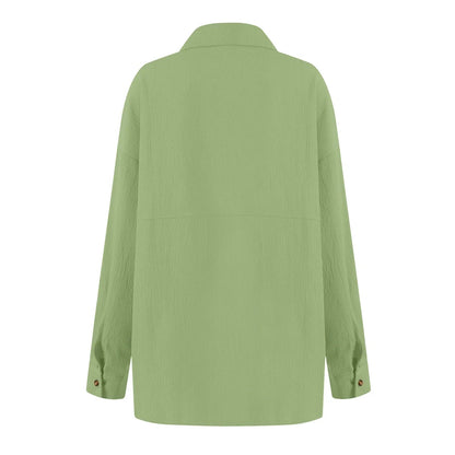 Elegant Blouse for Women – Loose-Fit Single-Breasted Long Sleeve Shirt
