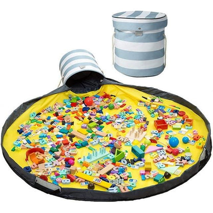 Slide Away Easy Toy Storage Play Mat - Toy Storage Basket and Building Bricks Toy Play Mat for Kids