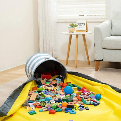 Slide Away Easy Toy Storage Play Mat - Toy Storage Basket and Building Bricks Toy Play Mat for Kids