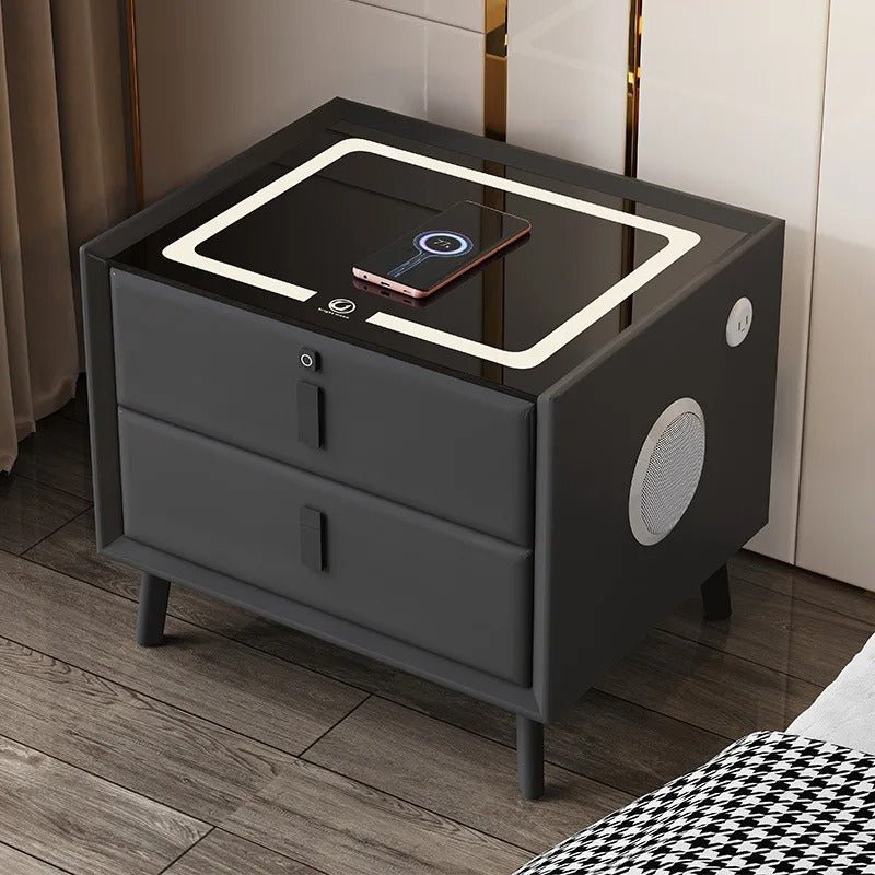 Smart Bedside Table - Wireless Charging with Fingerprint Lock