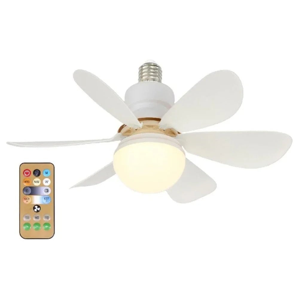 Smart Control Light Fan – 6-Leaved LED Bulb with Remote for Effortless Bedroom & Living Room Lighting