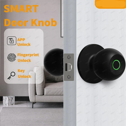 Smart Fingerprint Door Knob Lock - Keyless Thumbprint Entry Biometric Door Lock for Bedroom, Front Door, Home, Apartment Office and Garages