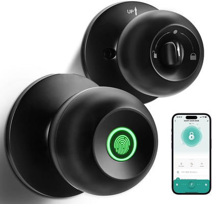 Smart Fingerprint Door Knob Lock - Keyless Thumbprint Entry Biometric Door Lock for Bedroom, Front Door, Home, Apartment Office and Garages