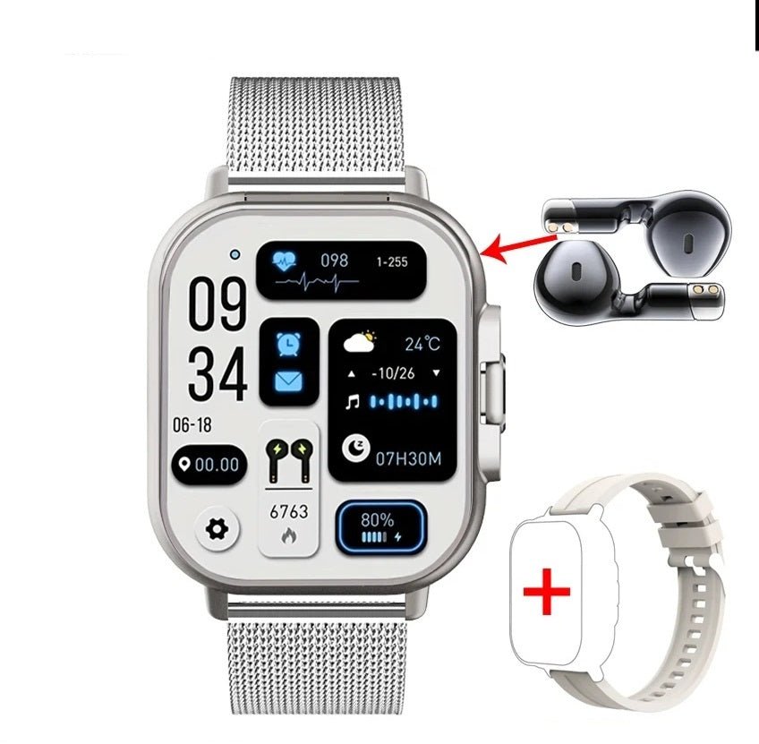 Smart GPS Watch & Bluetooth Headset Duo – 2n1 Watch to Monitor Heart Rate, Blood Pressure Monitoring, Music Play, and Calls in One Sleek Device