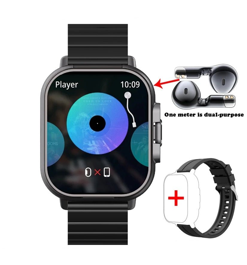 Smart GPS Watch & Bluetooth Headset Duo – 2n1 Watch to Monitor Heart Rate, Blood Pressure Monitoring, Music Play, and Calls in One Sleek Device