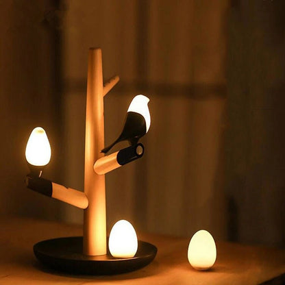 Smart LED Magpie Bird Lamp – USB-Charged Night Light with Smart Vibration Sensor, Egg-Inspired LED for Desk, Home Décor, and Gift Giving