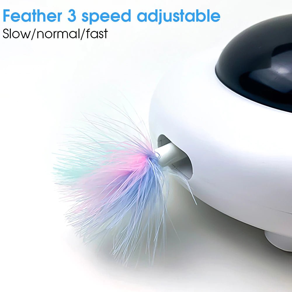 Smart UFO Interactive Cat Toys - Indoor Rotating Feather Automatic Cat Toy with Smart Auto Shut-Off, Random Movement, and USB Charging