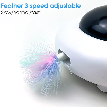Smart UFO Interactive Cat Toys - Indoor Rotating Feather Automatic Cat Toy with Smart Auto Shut-Off, Random Movement, and USB Charging