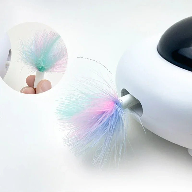 Smart UFO Interactive Cat Toys - Indoor Rotating Feather Automatic Cat Toy with Smart Auto Shut-Off, Random Movement, and USB Charging