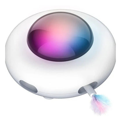 Smart UFO Interactive Cat Toys - Indoor Rotating Feather Automatic Cat Toy with Smart Auto Shut-Off, Random Movement, and USB Charging