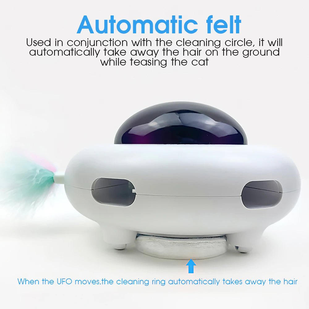 Smart UFO Interactive Cat Toys - Indoor Rotating Feather Automatic Cat Toy with Smart Auto Shut-Off, Random Movement, and USB Charging