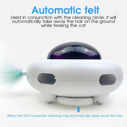 Smart UFO Interactive Cat Toys - Indoor Rotating Feather Automatic Cat Toy with Smart Auto Shut-Off, Random Movement, and USB Charging