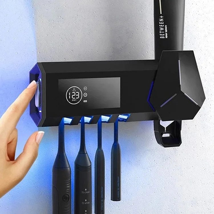 Smart UV Toothbrush Holder - Multifunctional Toothbrush Sanitizer, Disinfector & Automatic Toothpaste Dispenser Squeezer