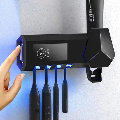 Smart UV Toothbrush Holder - Multifunctional Toothbrush Sanitizer, Disinfector & Automatic Toothpaste Dispenser Squeezer