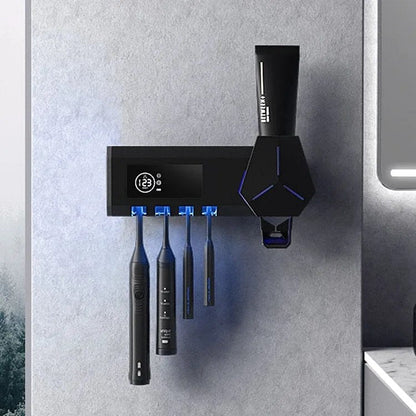 Smart UV Toothbrush Holder - Multifunctional Toothbrush Sanitizer, Disinfector & Automatic Toothpaste Dispenser Squeezer