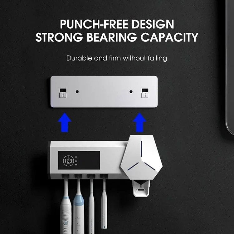 Smart UV Toothbrush Holder - Multifunctional Toothbrush Sanitizer, Disinfector & Automatic Toothpaste Dispenser Squeezer