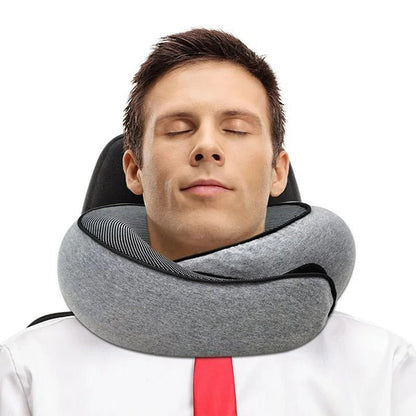 Snail Style Memory Foam Travel Curved Neck Pillow - U-shaped, Portable, Adjustable Support Neck Brace Pillow
