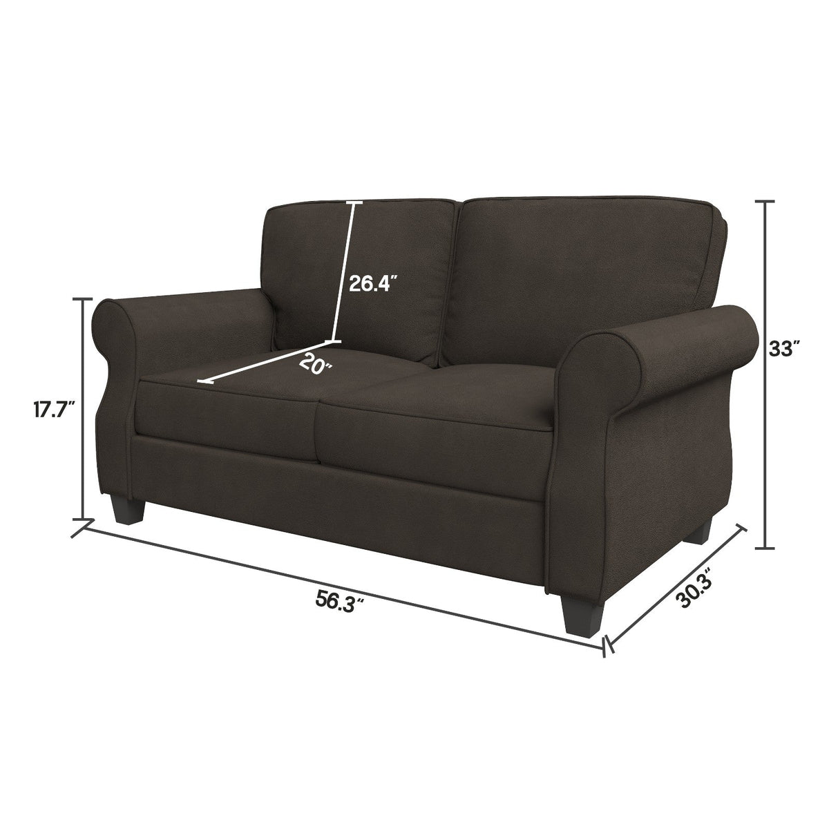 Sofa with Solid Wood Frame, Comfy Sofa Couch with Extra Deep Seats, Modern 2-Seater Sofa for Living Room, Apartment, Lounge