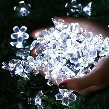 Cherry Blossom Fairy String Lights - Solar or Battery Powered, for Gardens, Weddings, Patios & Christmas Decor