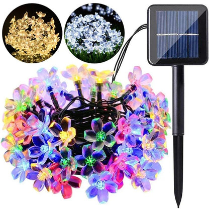 Cherry Blossom Fairy String Lights - Solar or Battery Powered, for Gardens, Weddings, Patios & Christmas Decor