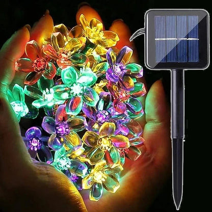 Cherry Blossom Fairy String Lights - Solar or Battery Powered, for Gardens, Weddings, Patios & Christmas Decor