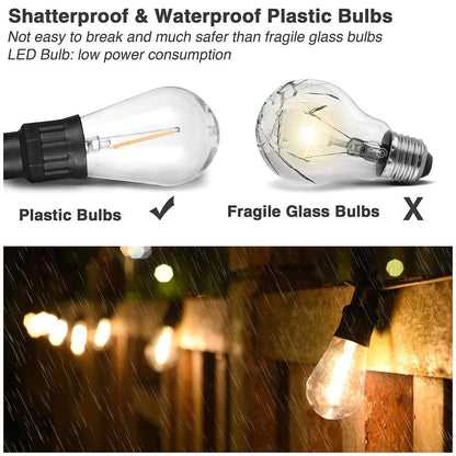 Solar Garden Festoon Light Pack - 10m/20m/30m Waterproof LED String Lights with S14 Bulb