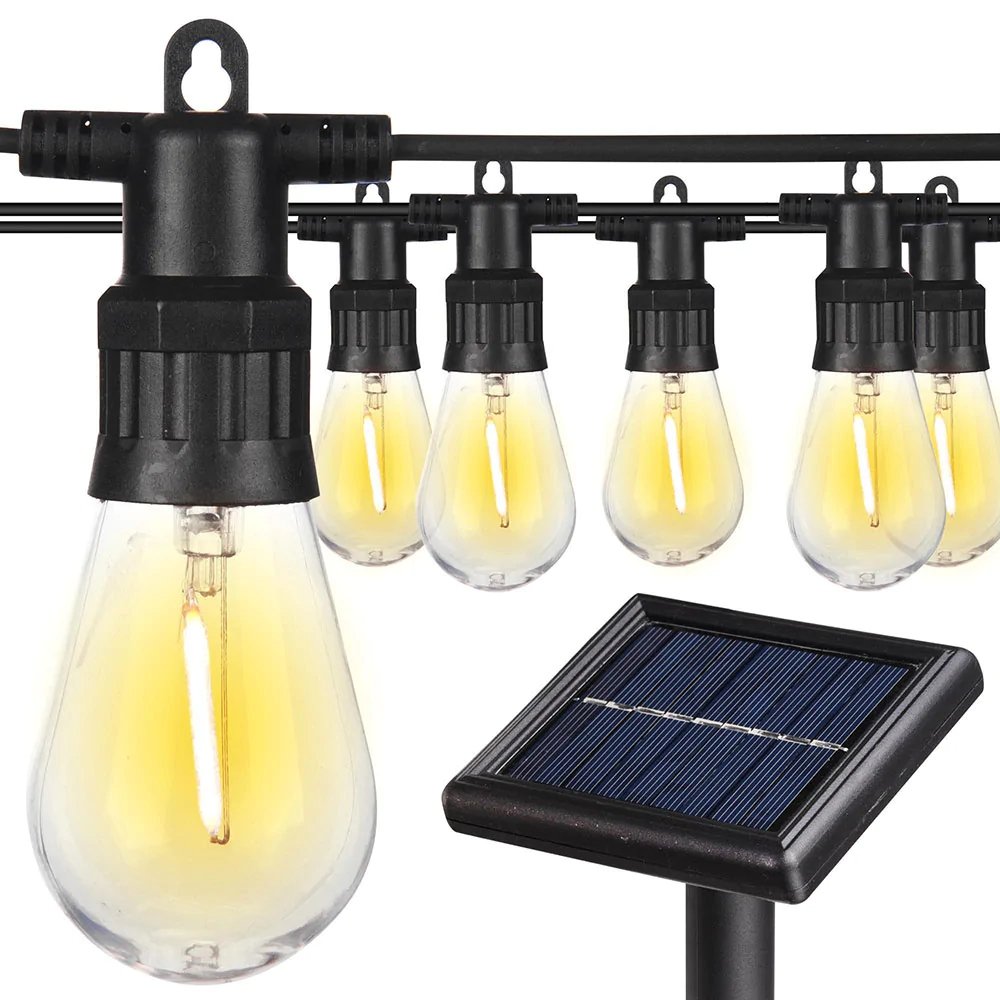 Solar Garden Festoon Light Pack - 10m/20m/30m Waterproof LED String Lights with S14 Bulb