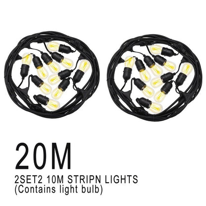 Solar Garden Festoon Light Pack - 10m/20m/30m Waterproof LED String Lights with S14 Bulb