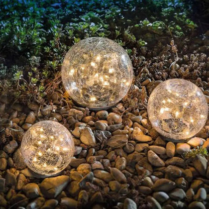 Solar Garden Globe Lights – Cracked Glass Orbs for a Magical Garden Glow
