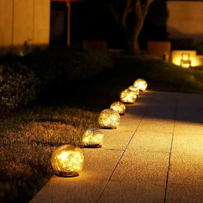 Solar Garden Globe Lights – Cracked Glass Orbs for a Magical Garden Glow
